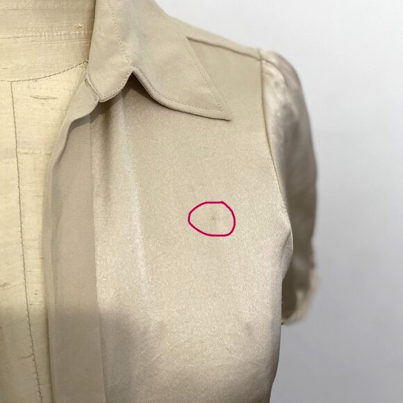 Cesare Fabbri Tan Silk Blouse Women’s Size 42 - Picture 11 of 12